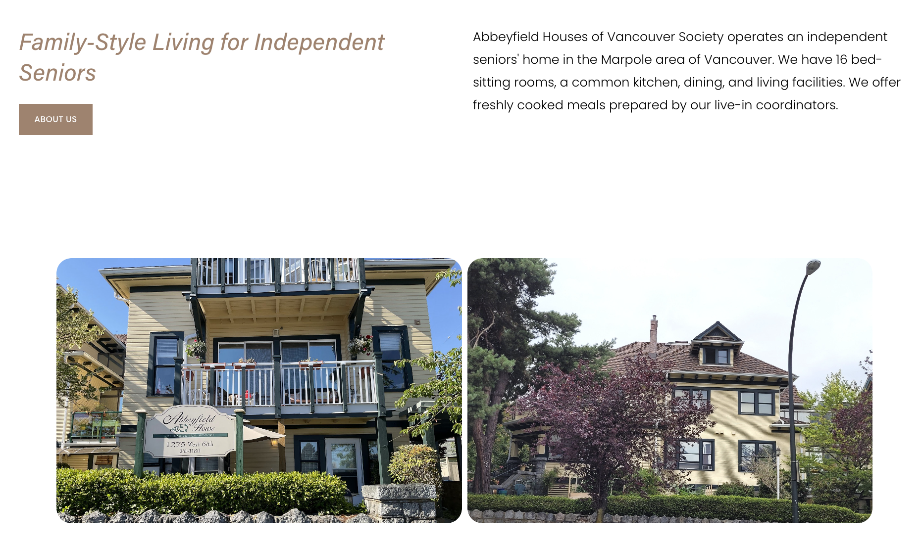 Abbeyfield Vancouver homepage redesign