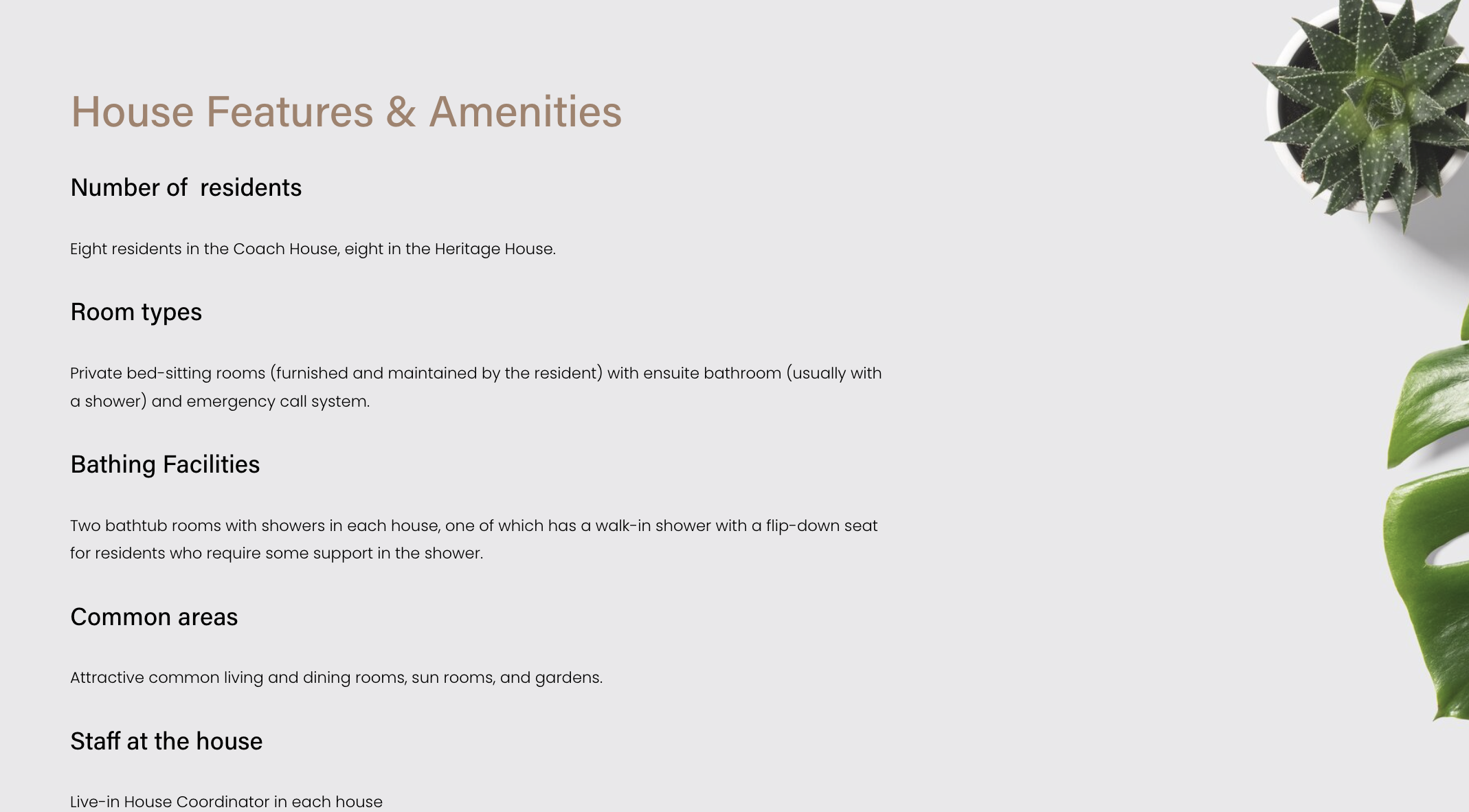 House features and amenities page