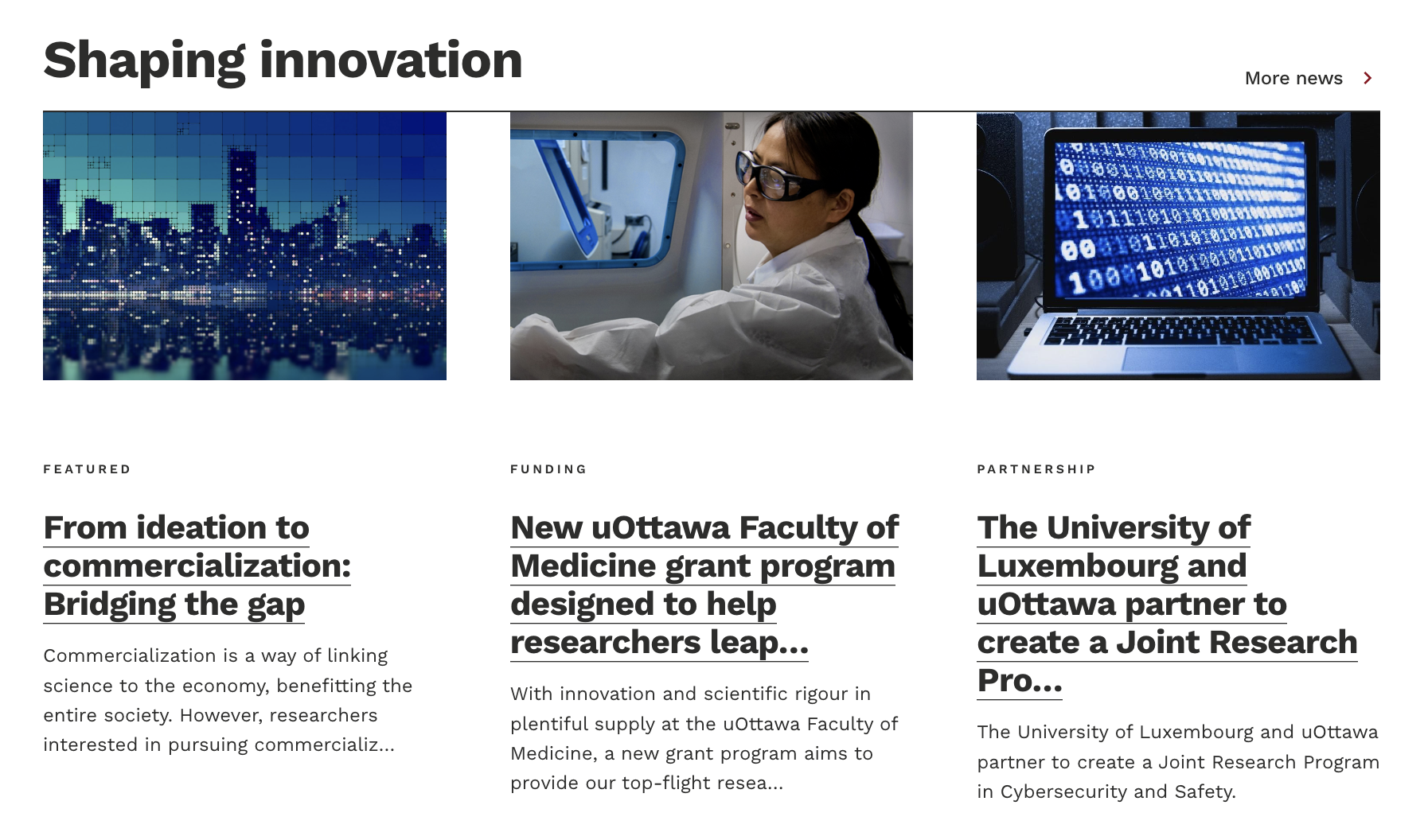 Shaping Innovation news highlights section