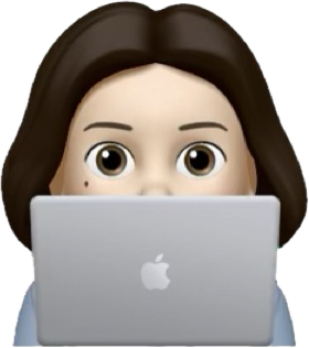 Illustrated avatar with laptop